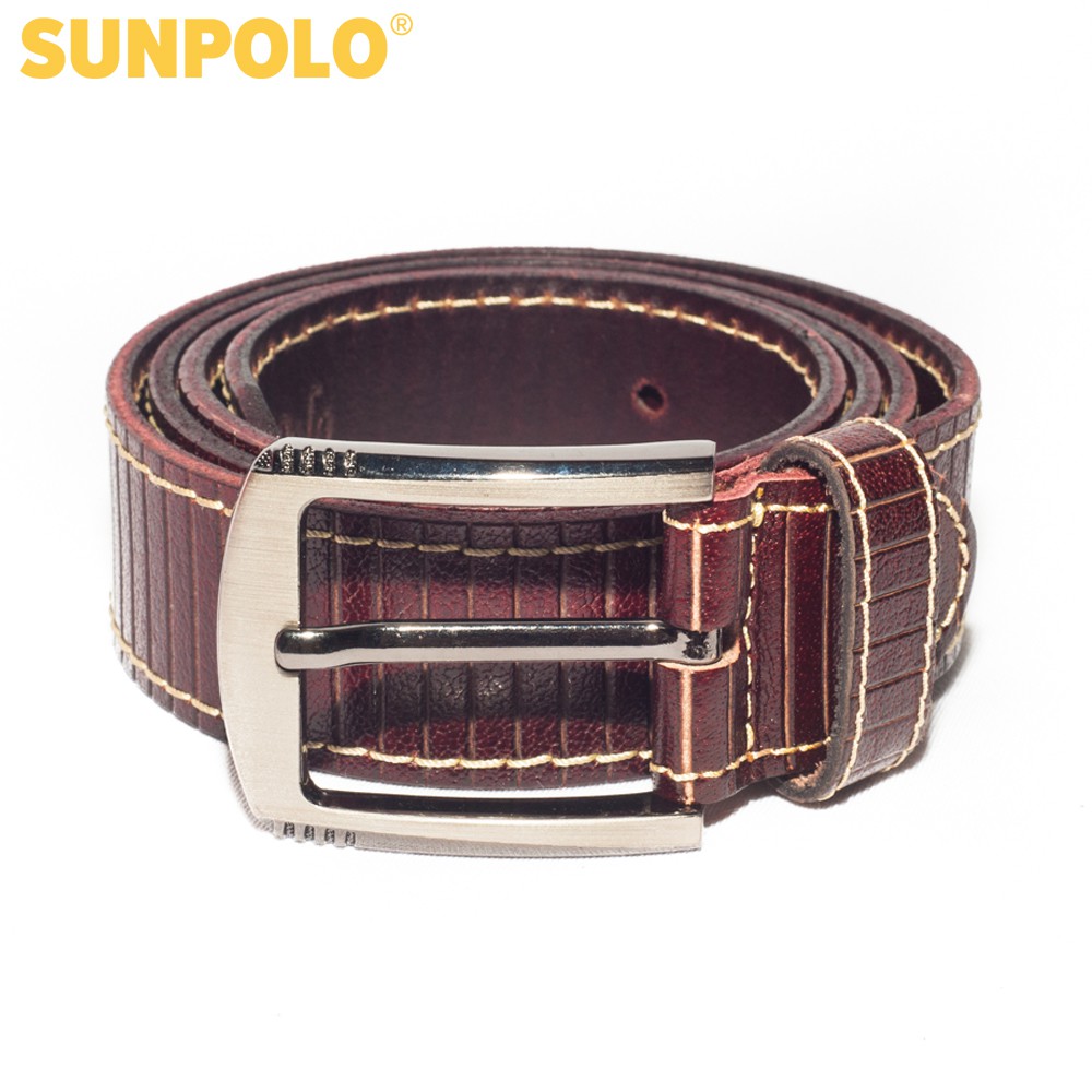 Thắt Lưng Nam Da Bò SUNPOLO Đen Nâu Bò - BSMK25