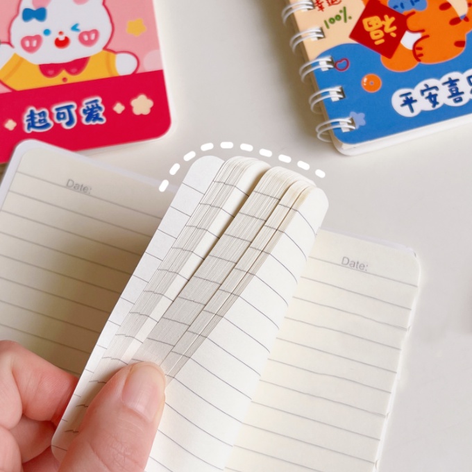 Sổ tay ghi chú dòng kẻ mini lò xo bỏ túi họa tiết dễ thương YOS