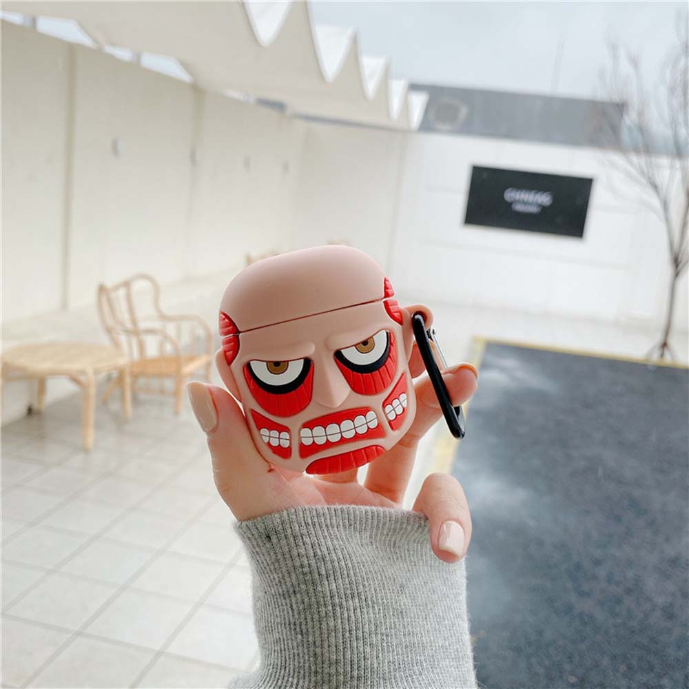 Vỏ Bảo Vệ Hộp Sạc Tai Nghe Airpod 1 2 Bằng Silicon Hình Attack on Titan 3D Dễ Thương