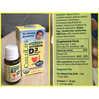 Vitamin d3 hữu cơ childlife - mỹ