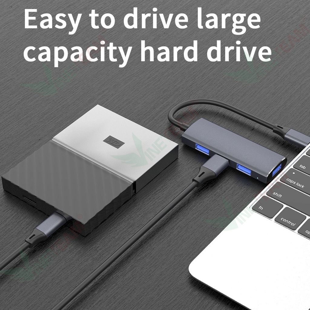 Bộ Chia Hub Type C Sang 3 Cổng Usb 2.0 +1 cổng Usb 3.0 Cho Laptop Điện Thoại Máy Tính Bảng -dc4670