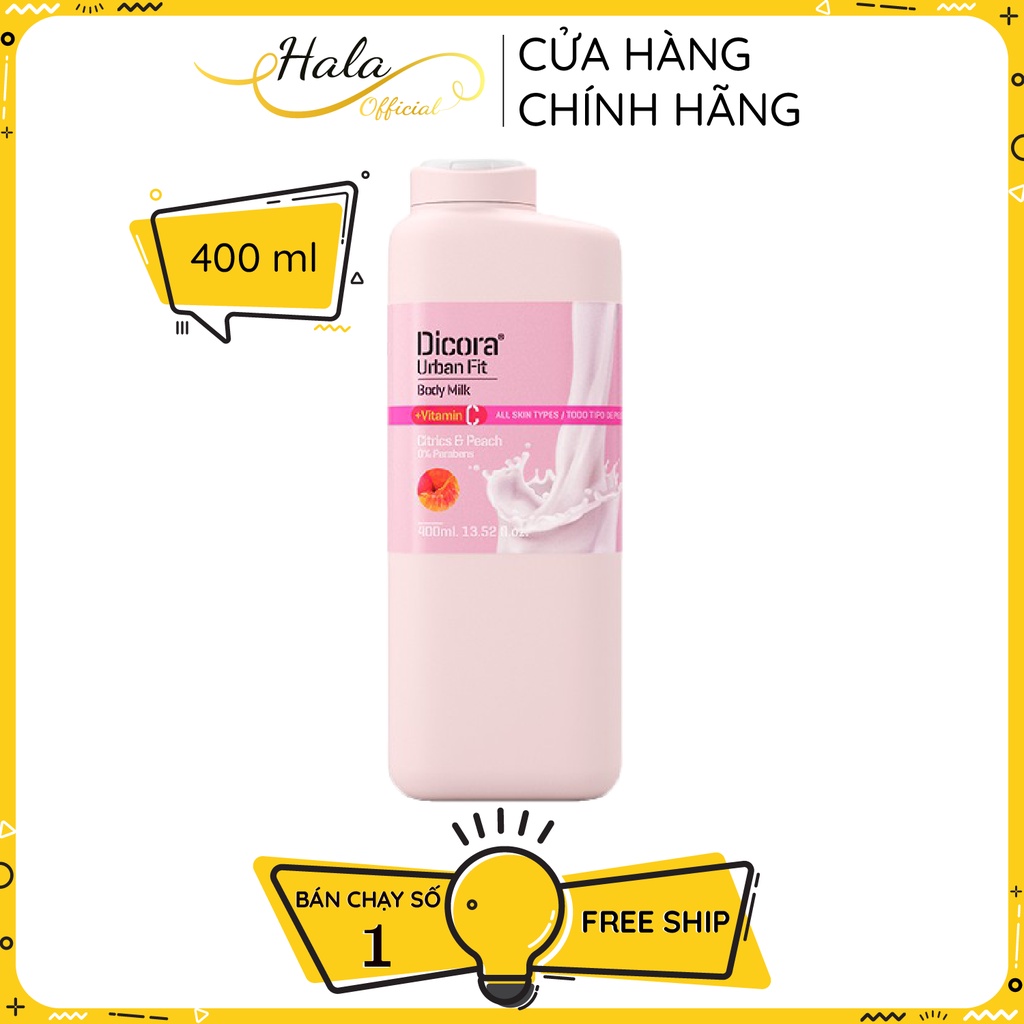 Sữa dưỡng thể Dicora Urban Fit Citrics & Peach Vitamin C 400ml  - BioTopcare Official