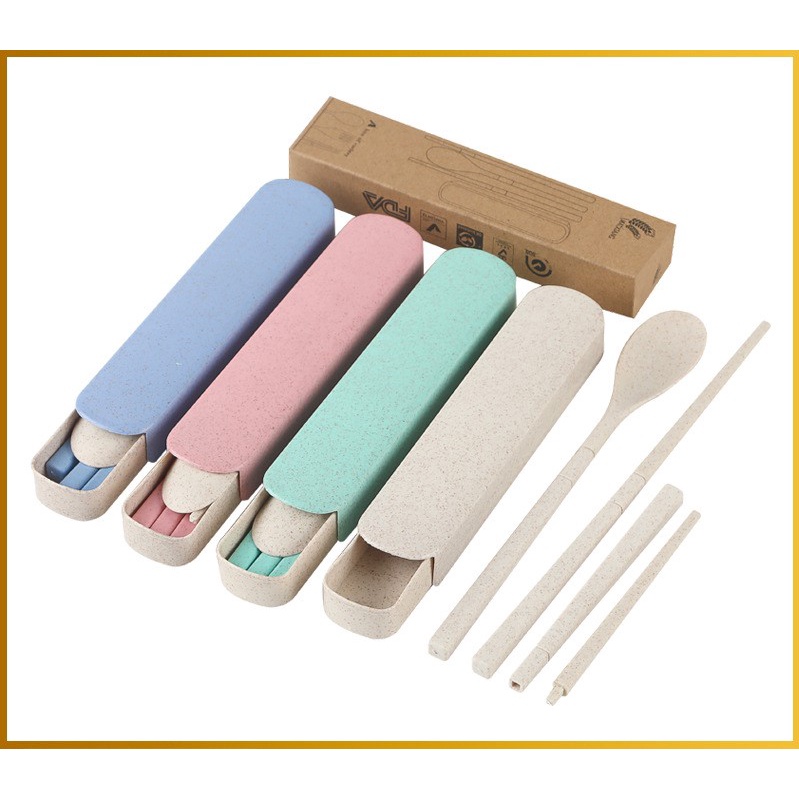Bộ Set Đũa Thìa Lúa Mạch Gấp Gọn Cho Dân Văn Phòng, Mang Theo Đi Du Lịch - Giao Màu Ngẫu Nhiên