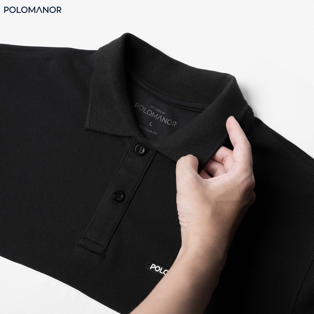 Áo Polo nam phối CARLO vải cá sấu cotton CVC, nam tính, thanh lịch, sang trọng - POLOMANOR