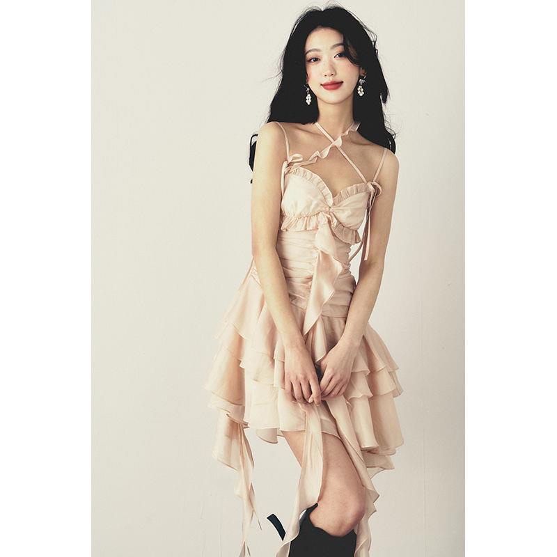 1p Đầm Hai Dây Cột Dây Chéo Eo Thời Trang Mùa Xuân Dành Cho Nữ 2022