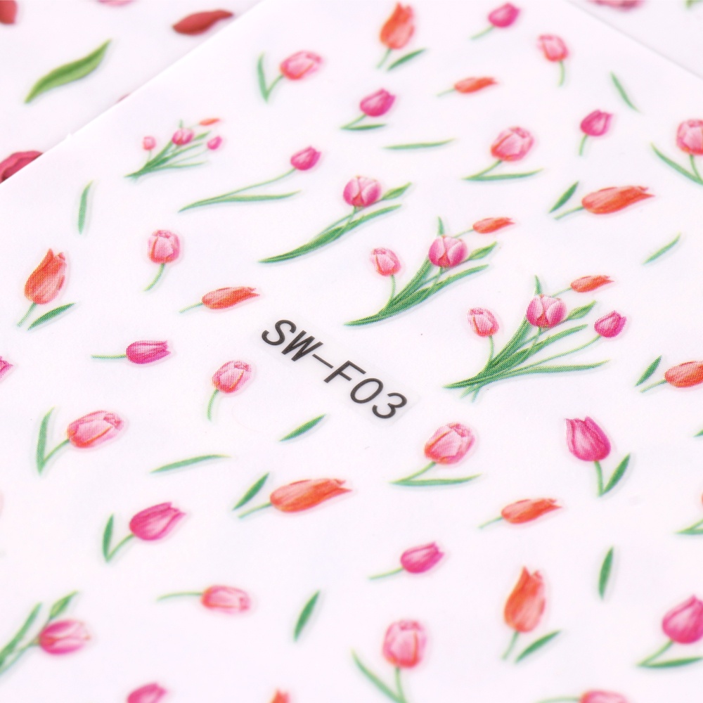 Miếng Dán Trang Trí Móng Tay Hình Hoa Tulip 3D Thanh Lịch