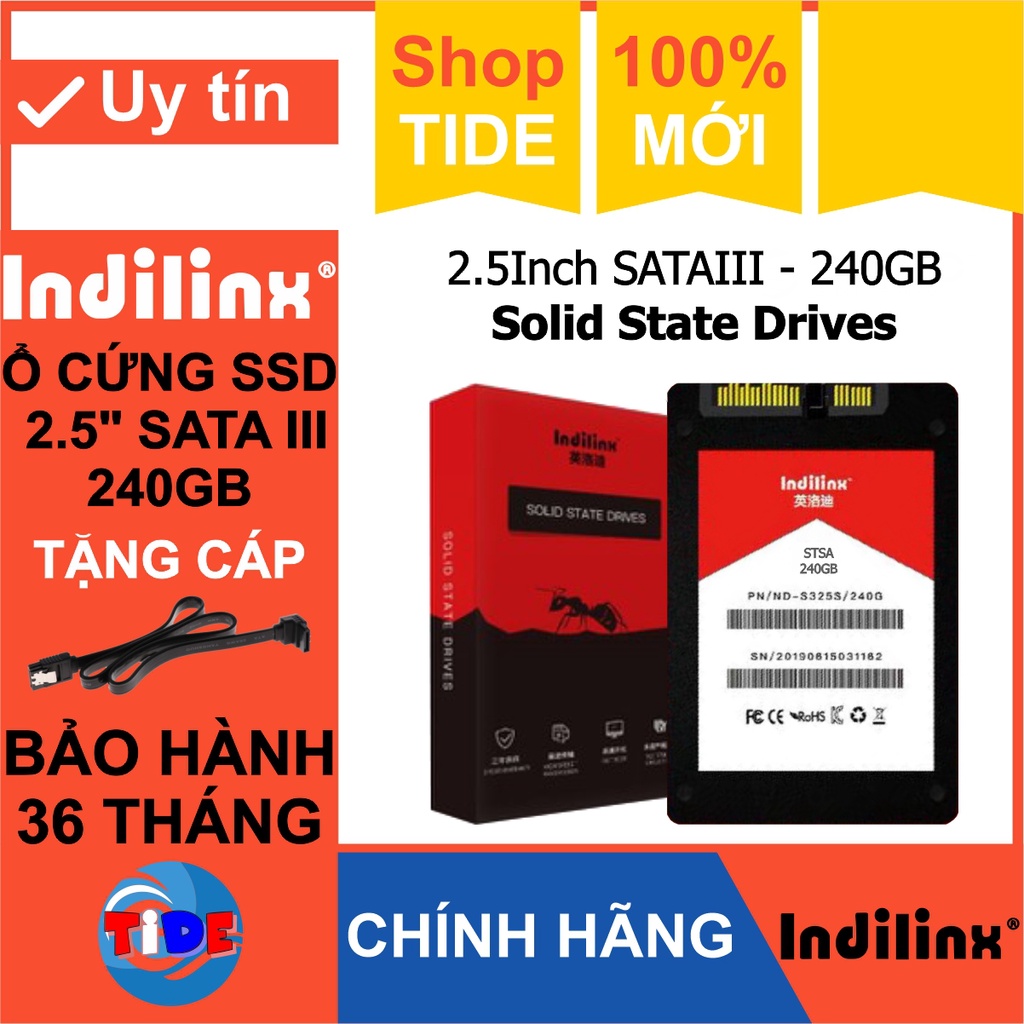 Ổ cứng SSD 2.5” Indilinx 240GB – CHÍNH HÃNG – Bảo hành 3 năm –Tặng cáp dữ liệu Sata 3.0