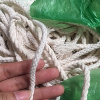 Dây thừng cotton dệt 100%, 4mm, trắng ngà