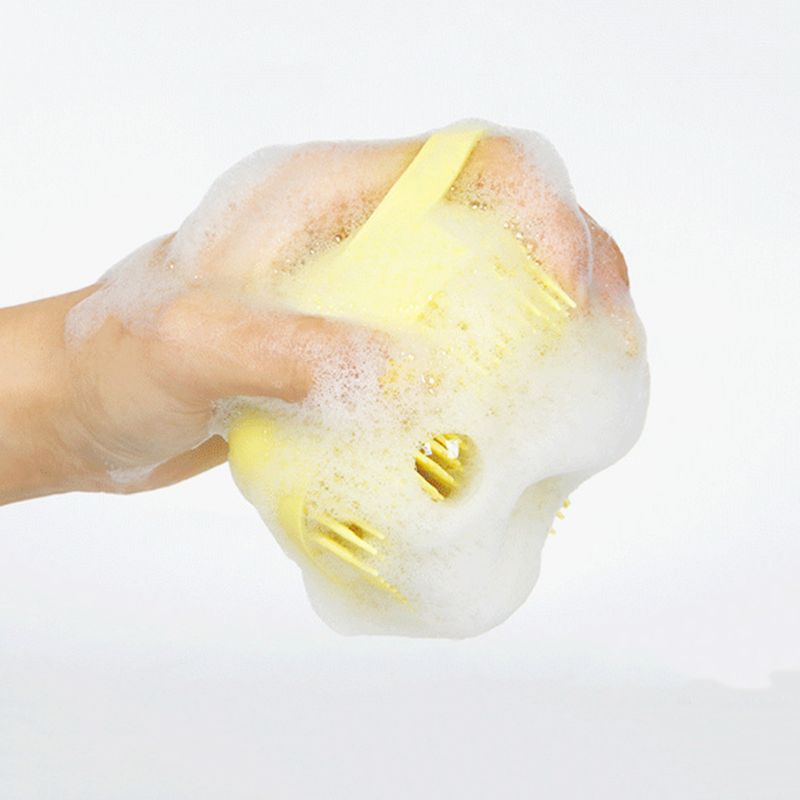 Bàn Chải Tắm Cho Thú Cưng Bằng Silicon Mềm Kèm Hộp Đựng Dầu Gội Đầu