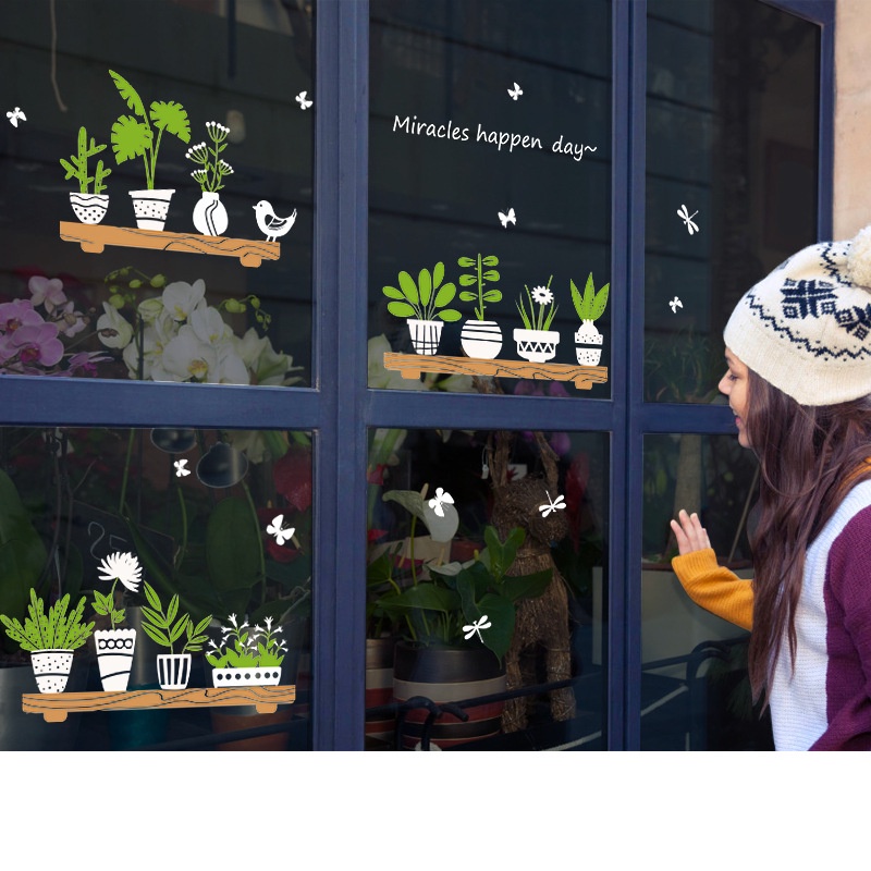 Mới Sticker Dán Tường Họa Tiết Cây Lá Tươi Mới