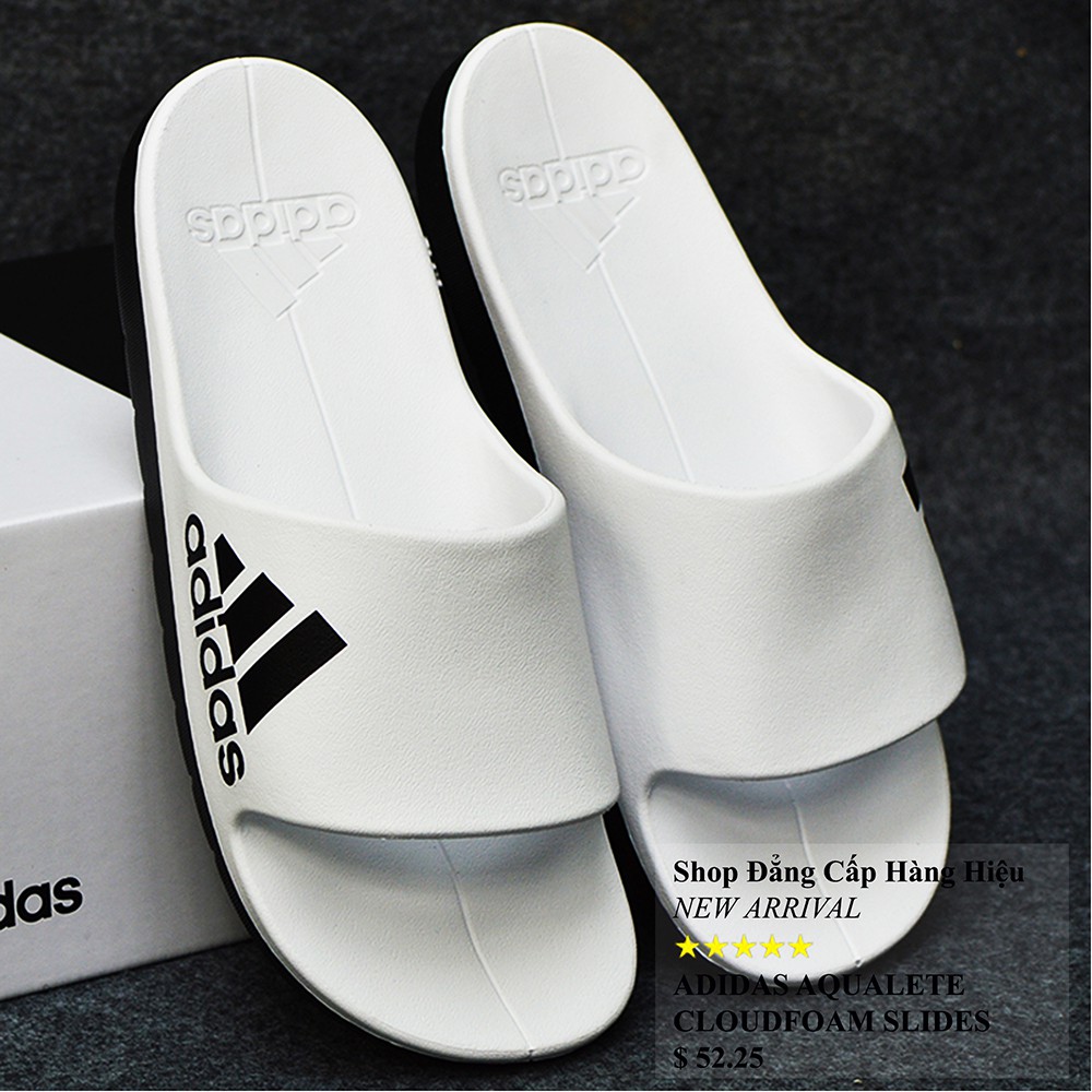 Dép Adidas Aqualete Cloudfoam màu trắng đế đen logo đen