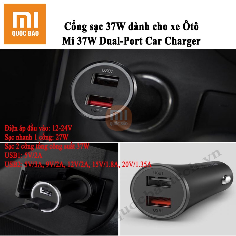 Tẩu sạc xe hơi Xiaomi Car Charger Pro- hỗ trợ sạc nhanh 18W, 27W