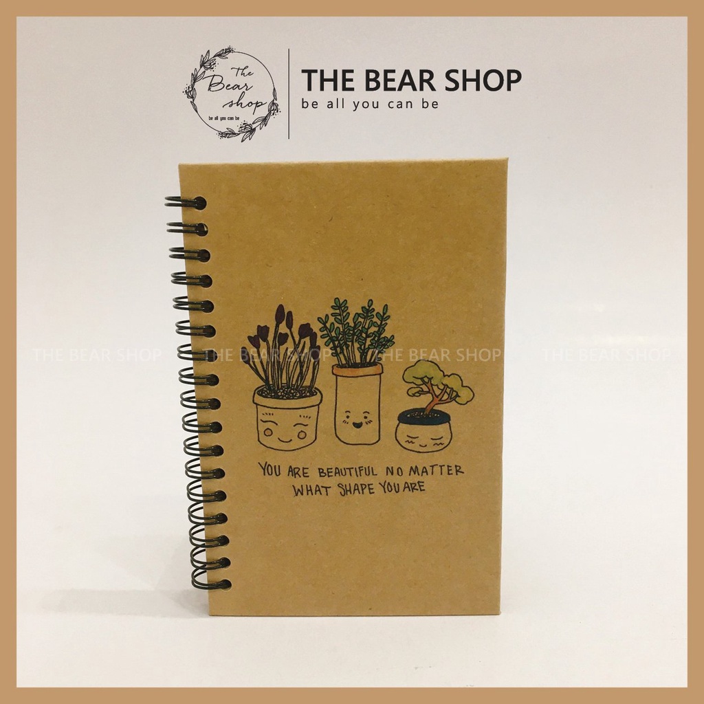 Sổ tay ghi chép handmade vintage - Giấy kraft khổ A5 bìa cứng - The Bear Shop