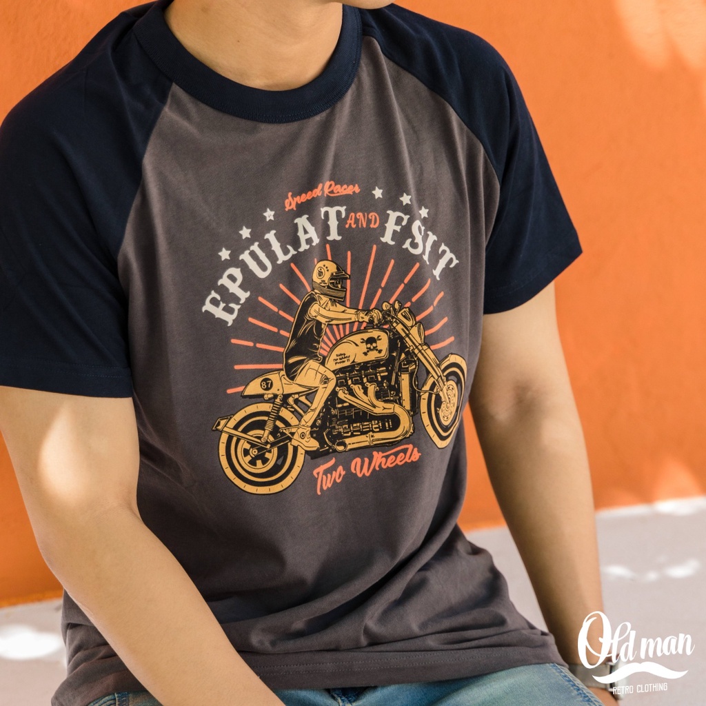 Áo Thun Nam In Hoạ Tiết  Biker Cổ Điển, Tay Áo Raglan Cá Tính, Phong Trần , Bụi Bặm | BigBuy360 - bigbuy360.vn