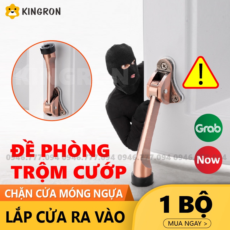 Chặn cửa móng ngựa ⭐ thanh nẹp cửa bằng inox cao cấp chống trộm an toàn KINGRON