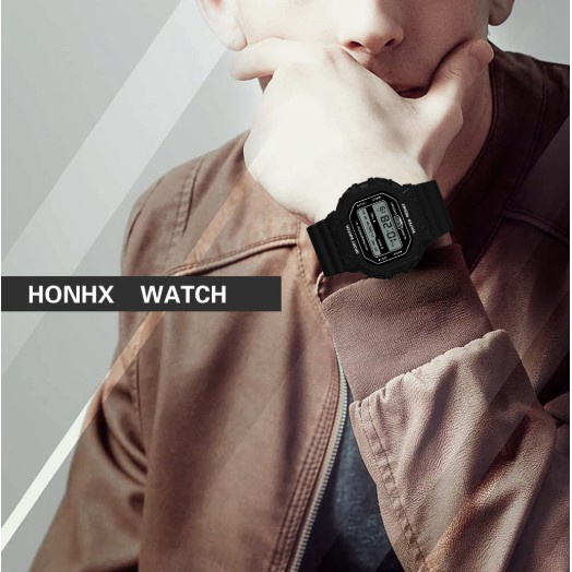 Đồng Hồ Nam Nữ Thể Thao Sport Watch Vuông Điện Tử Dây Cao Su Cực Hot - Hazo