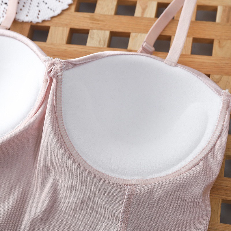 Áo bra nữ satin lưng nhún nâng ngực có gọng mút mỏng mềm mại 2 dây thời trang EVABRA 00881