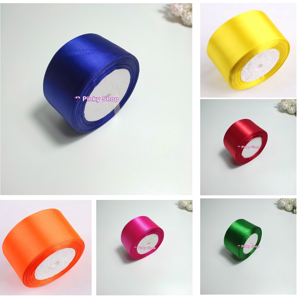 Dây ruy băng lụa vải, satin 5cm cuộn 1 mét nhiều màu đẹp làm nơ, bó hoa Pinky Shop chuyên dụng cụ handmade