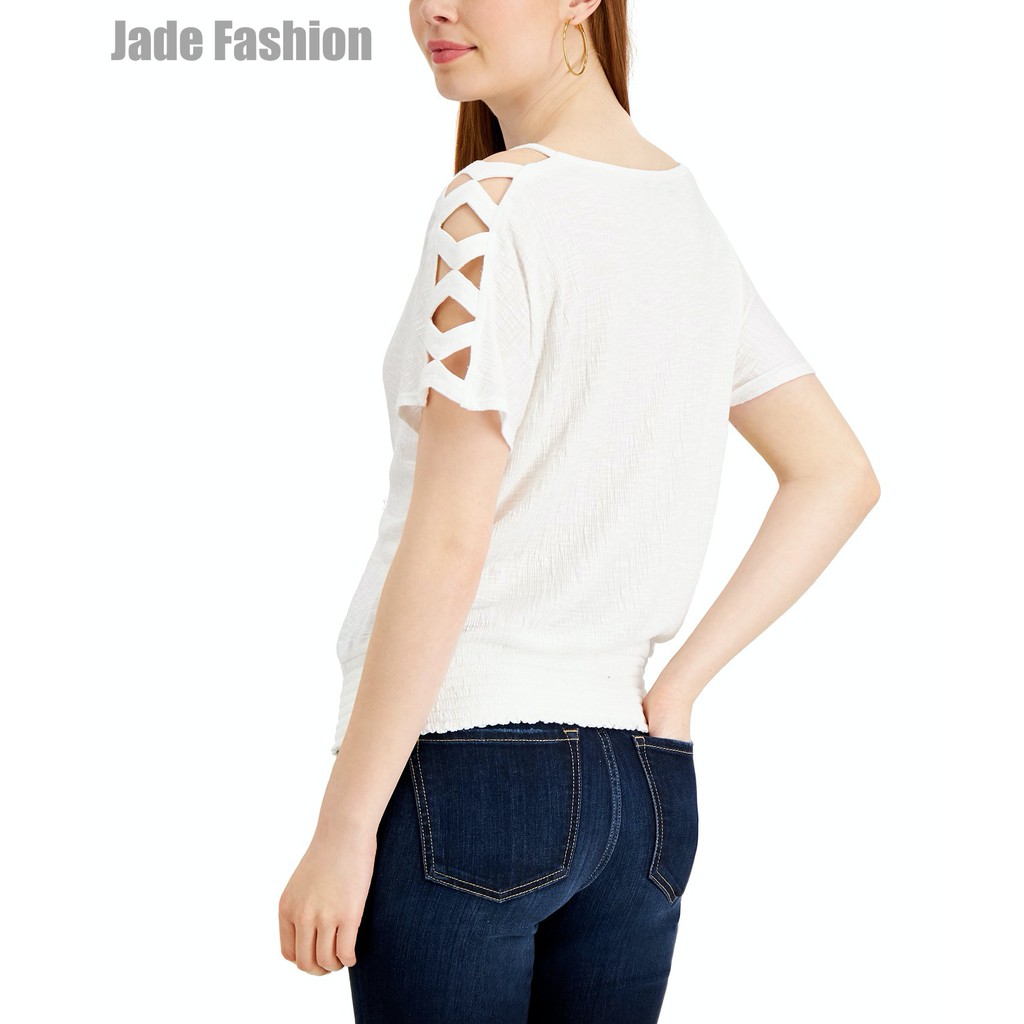 Áo thun khoét vai áo kiểu tay ngắn VNXK - Màu Trắng Size S,M,L | BigBuy360 - bigbuy360.vn