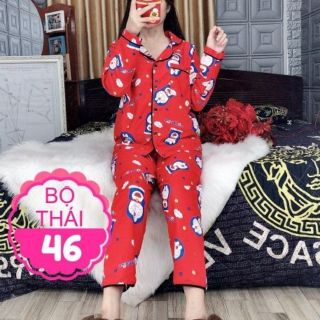 BỘ KATE THÁI TAY DÀI QUẦN DÀI HÌNH DORAEMON vải đẹp