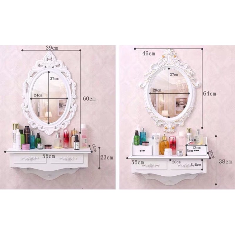 [ Hàng chọn ] Bàn trang điểm treo, Gương nhựa ABS, Kệ gỗ MDF chống thấm | BigBuy360 - bigbuy360.vn