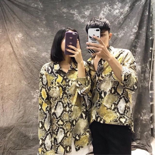 Sơ mi lụa họa tiết da rắn, hàng cao cấp cho cả nam và nữ mặc