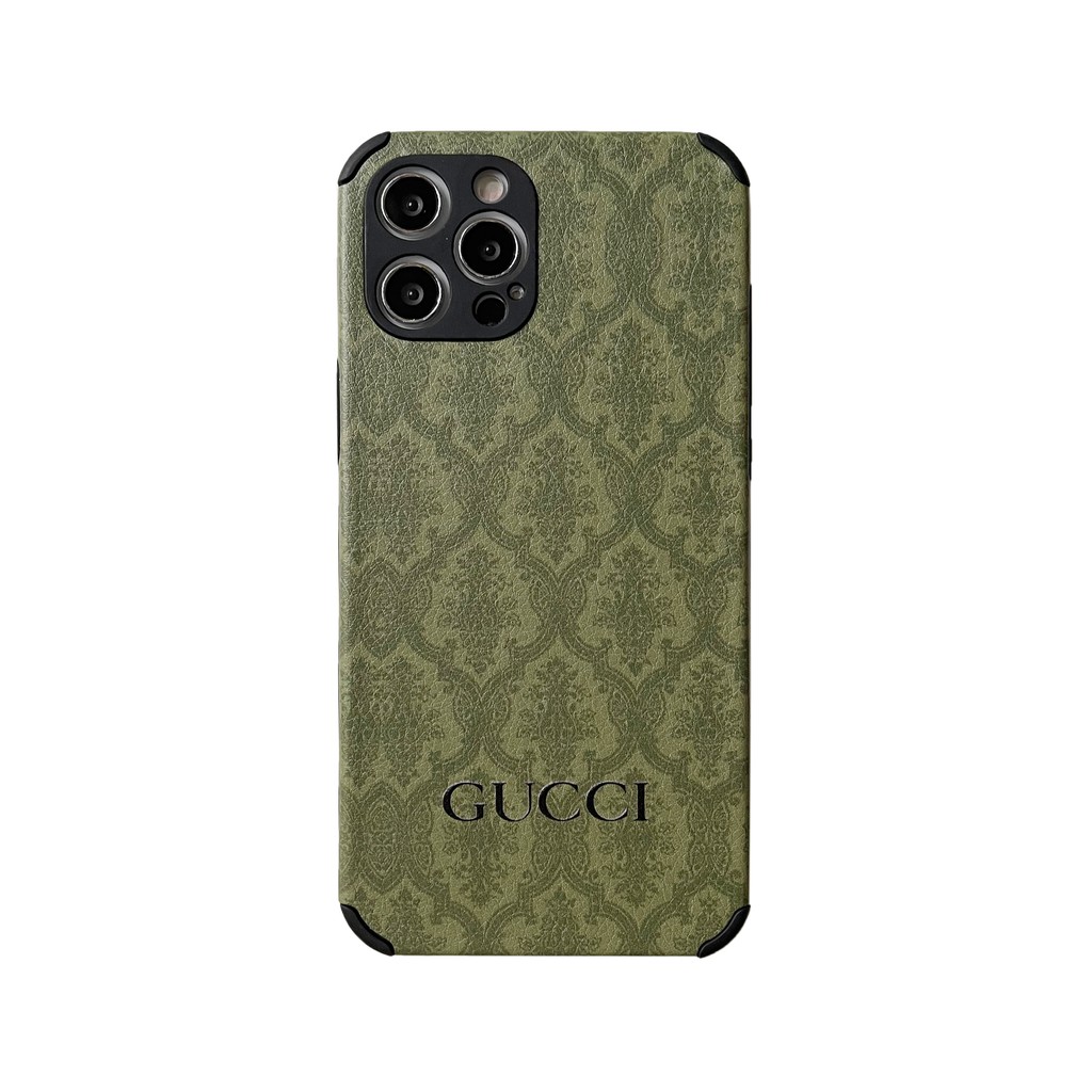 Ốp Điện Thoại Da Gucci Màu Xanh Lá Cho Iphone12 I7 I8 Xs Max Xr I11