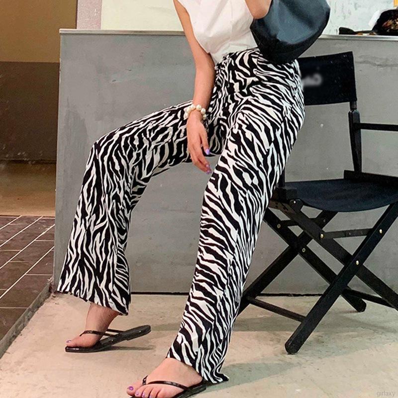 Quần dài ống rộng họa tiết ngựa vằn phong cách Hàn Quốc dành cho nữ