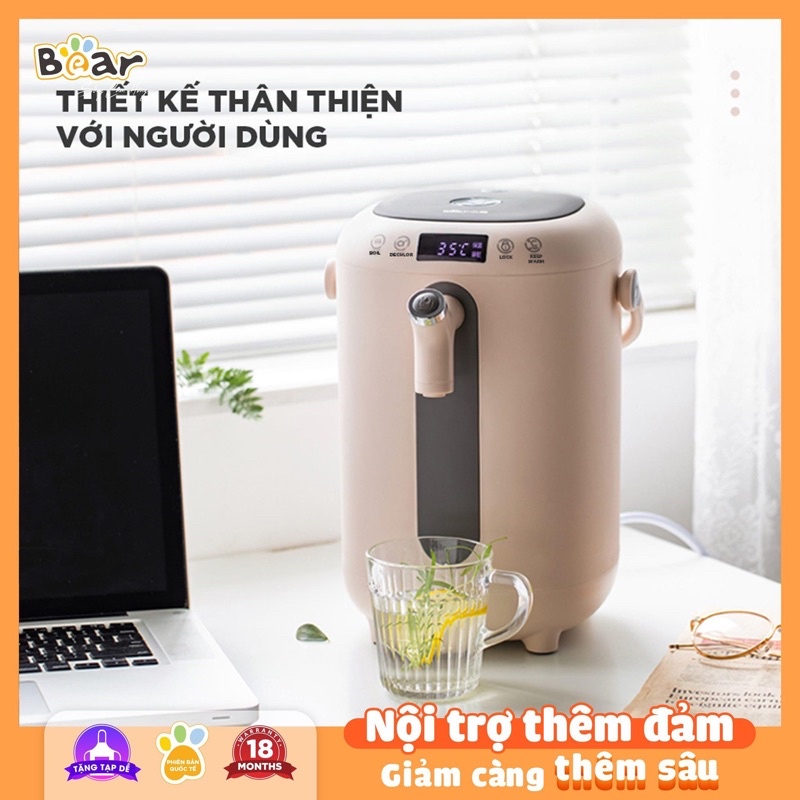 BÌNH THỦY ĐIỆN GIỮ NHIỆT, BÌNH ĐUN NƯỚC THUỶ ĐIỆN BEAR KHỬ CLO AN TOÀN CHO TRẺ DUNG TÍCH 3L, BH 18 THÁNG CHÍNH HÃNG