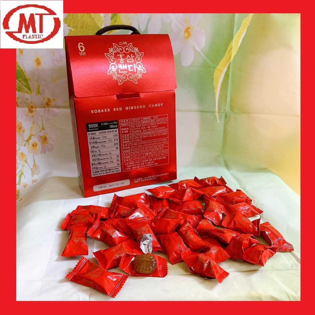 [chính hãng ] Kẹo Hồng Sâm Sobaek Candy Ginseng dạng hộp (200g)