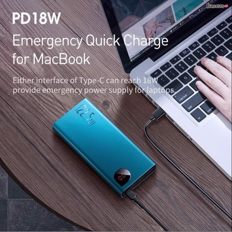 Sạc dự phòng Baseus Adaman Metal Digital Display Quick Charge, sạc nhanh 22.5W (QC3.0/ PD3.0) chính hãng BH 12 tháng