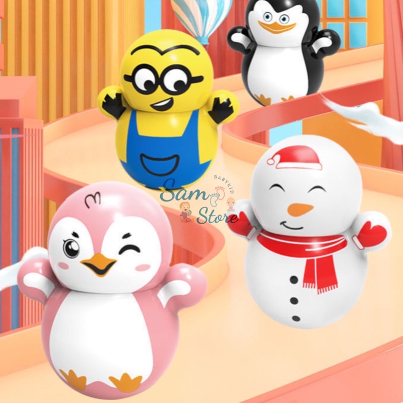 Đồ chơi lật đật mini nhiều phiên bản Squid Game hot, Doremon, Pikachu, Noel