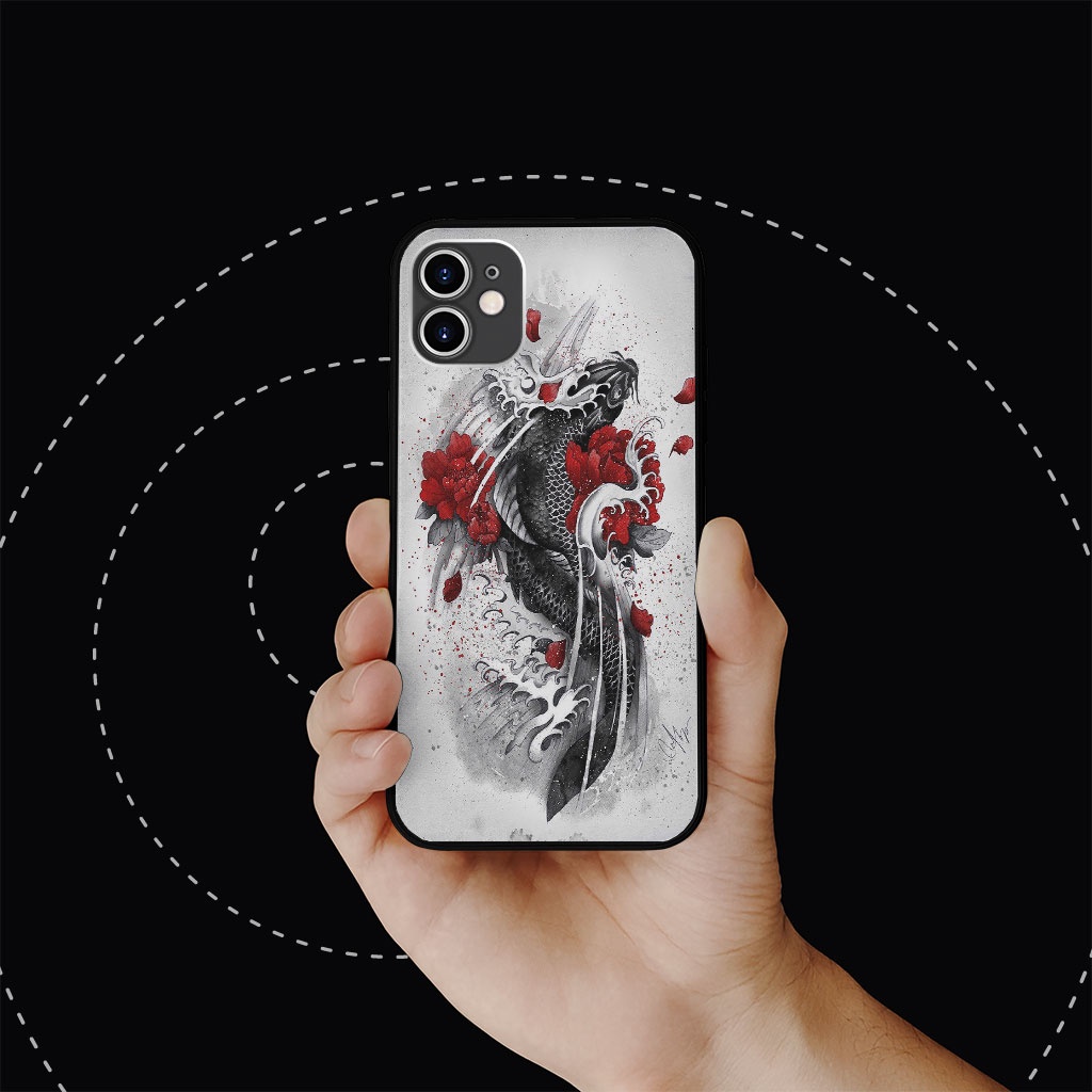 Ốp Lưng iphone in hình cá chép đen tuyền đẹp nhất ECOMEX dòng 7 8 Plus 11 12 13 14 Pro Max X Xr MYS20220205