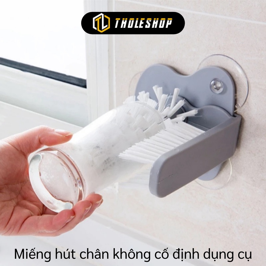 [SGD] Cọ Rửa Ly - Bàn Chải 2 Mặt Chà Rửa Ly, Cốc, Bình Sữa Trong Ngoài Đế Hít Chân Không 7719