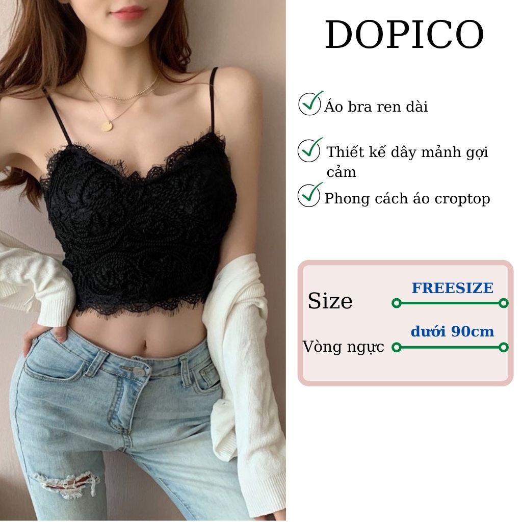 Áo bra ren dài 2 dây nữ đẹp, áo lót không gọng nữ quyến rủ DOPICO B379