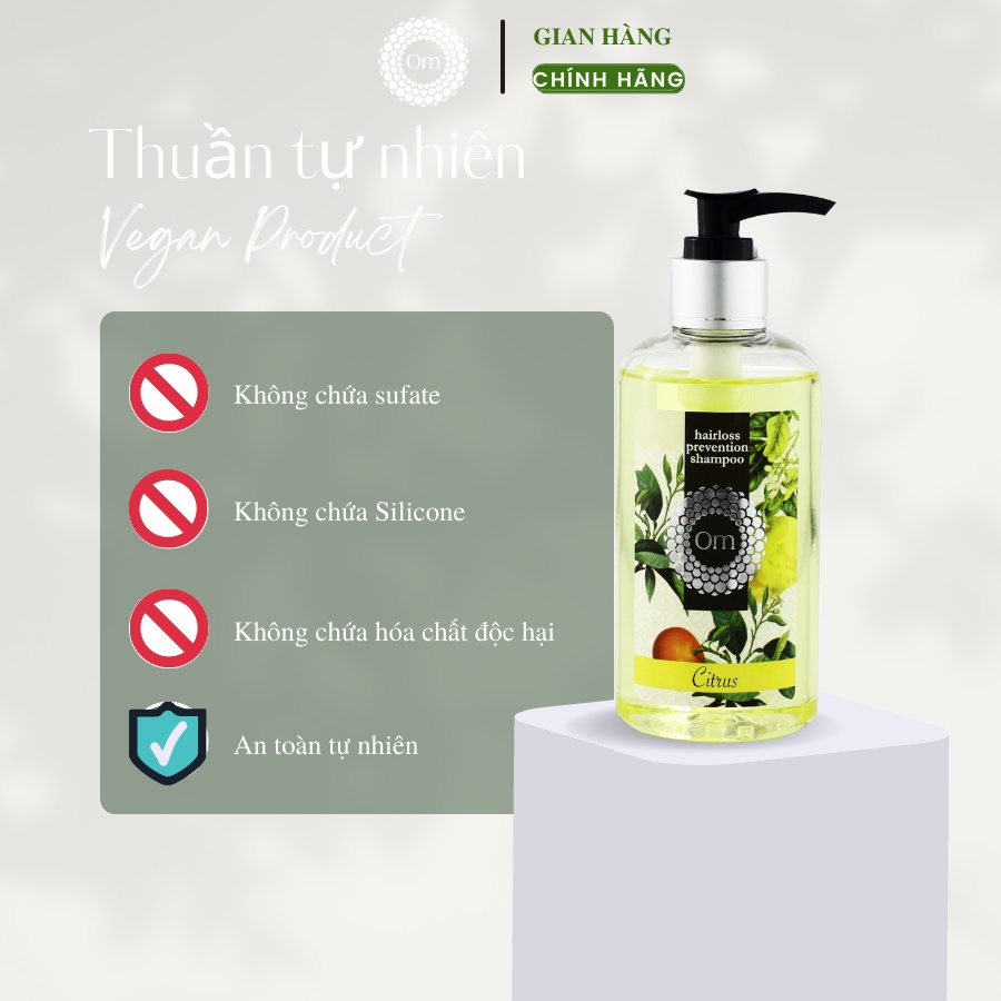 Dầu gội ngừa rụng tóc, kích thích mọc tóc hương Cam Quýt Bưởi-Citrus 250ml OM Fountain chiết xuất từ thiên nhiên