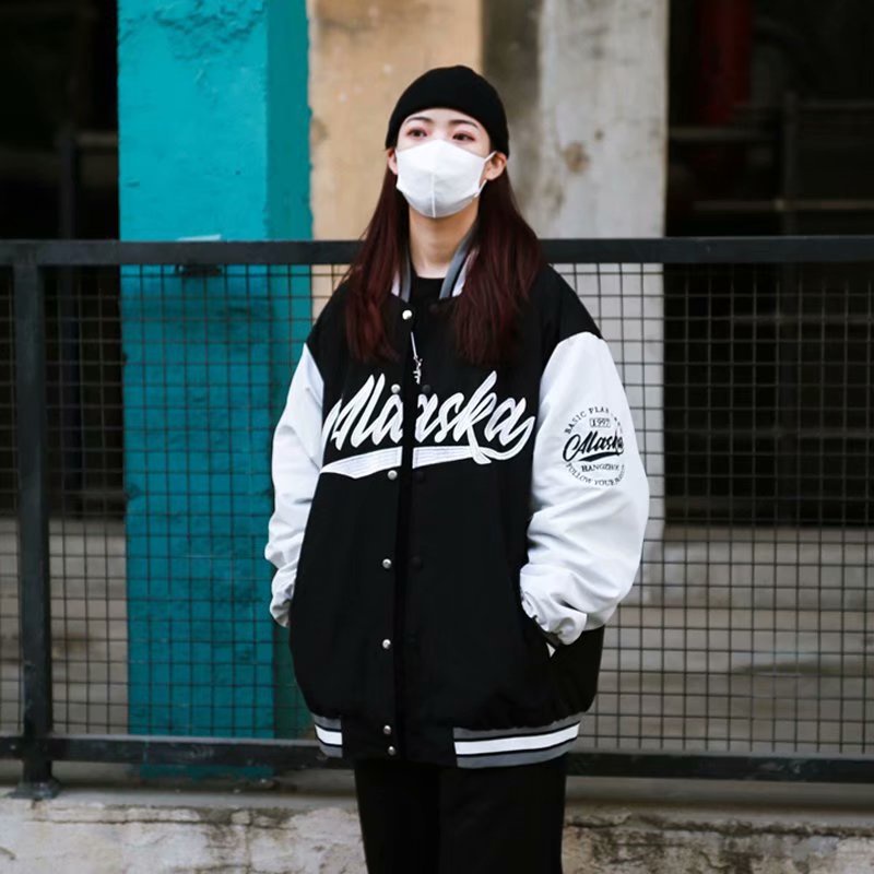 Áo Bomber Bóng Chày 2 Lớp Alaska Cao Cấp,Áo Khoác Varsity 2 Lớp Phong Cách Hàn Quốc