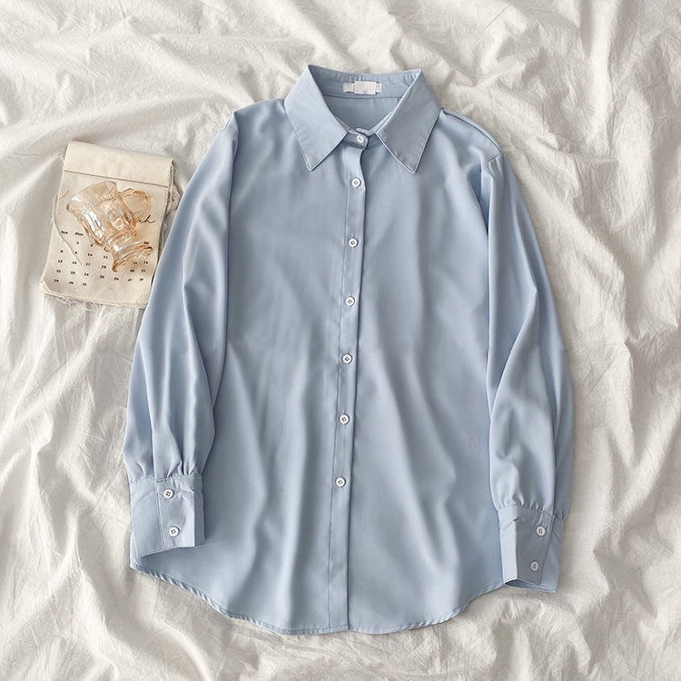 Áo Sơ Mi Dáng Rộng Màu Trơn Phong Cách Retro Cho Nữ Plus Size