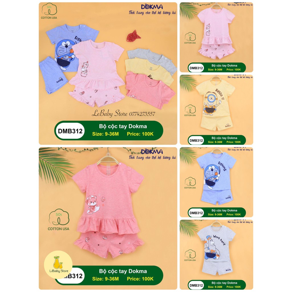 (6-36M) Bộ cộc tay xinh xắn vải cotton cho bé yêu - DOKMA