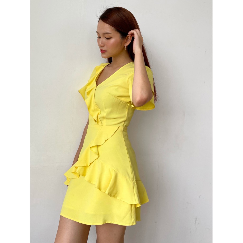 Đầm Kiểu Nữ Cổ V Phối Bèo 2 Màu - EDINI- D1080 - D1079 | BigBuy360 - bigbuy360.vn