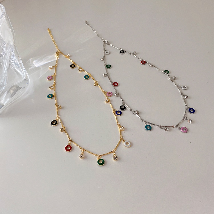 Dây Chuyền Mặt Bánh Donut Nhiều Màu Sắc Xinh Xắn 191208Dây Chuyền Phong Cách Hàn Quốc Dễ Phối Đồ Thời Trang