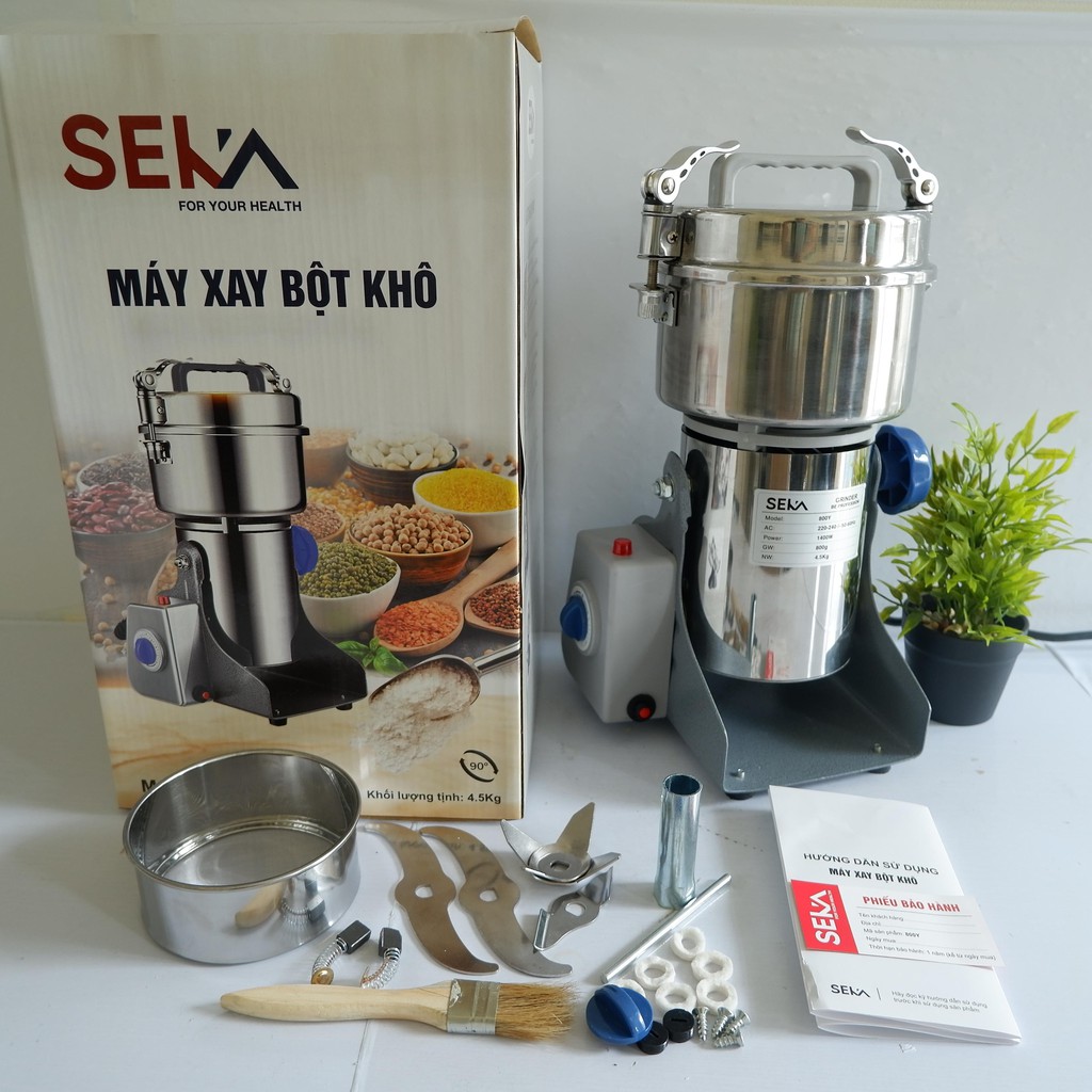 Máy xay, nghiền đồ khô, bột, ngũ cốc SEKA - 900 E  làm bằng INOX 304 công suất lớn 3000W