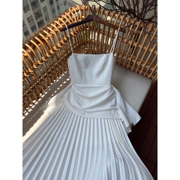 Đầm xoè 2 dây tùng dập ly kiểu