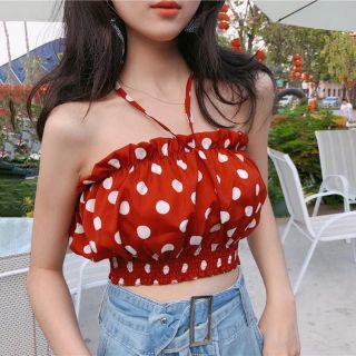 Áo kiểu ống chấm bi