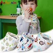 [ mềm mịn ] Khăn yếm tam giác chất cotton cúc bấm cho bé sơ sinh đến 4 tuổi