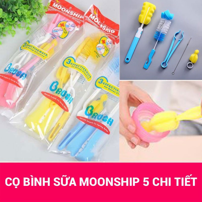 Cọ bình sữa, núm ti, bình uống nước 5 chi tiết