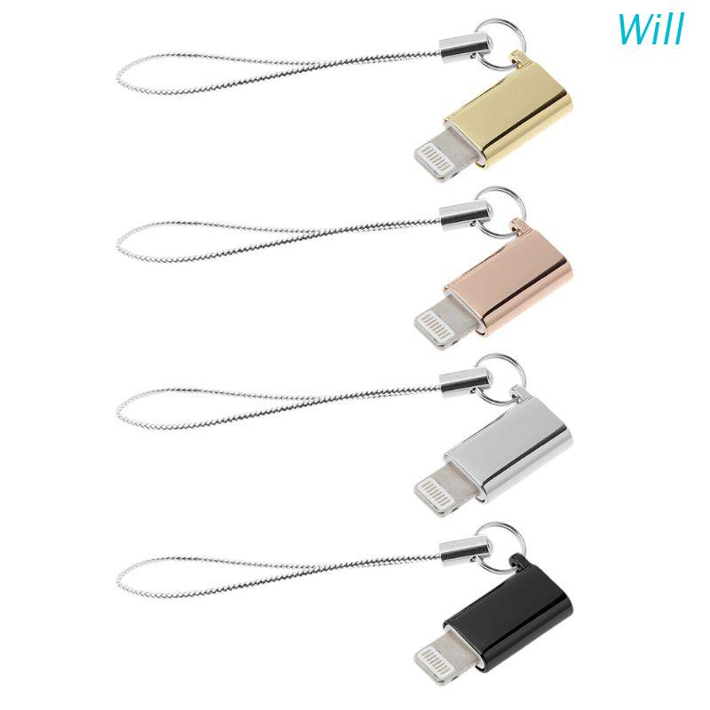 Đầu chuyển đổi Micro USB Female sang 8Pin Male kèm dây xích cho iPhone X XS XR 5 6 7 8 iPad