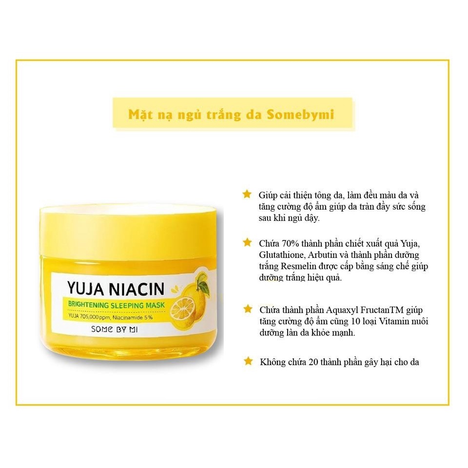 Mặt Nạ Ngủ Dưỡng Sáng Da Some By Mi Yuja Niacin 30 Days Miracle Brightening Sleeping Mask 60g