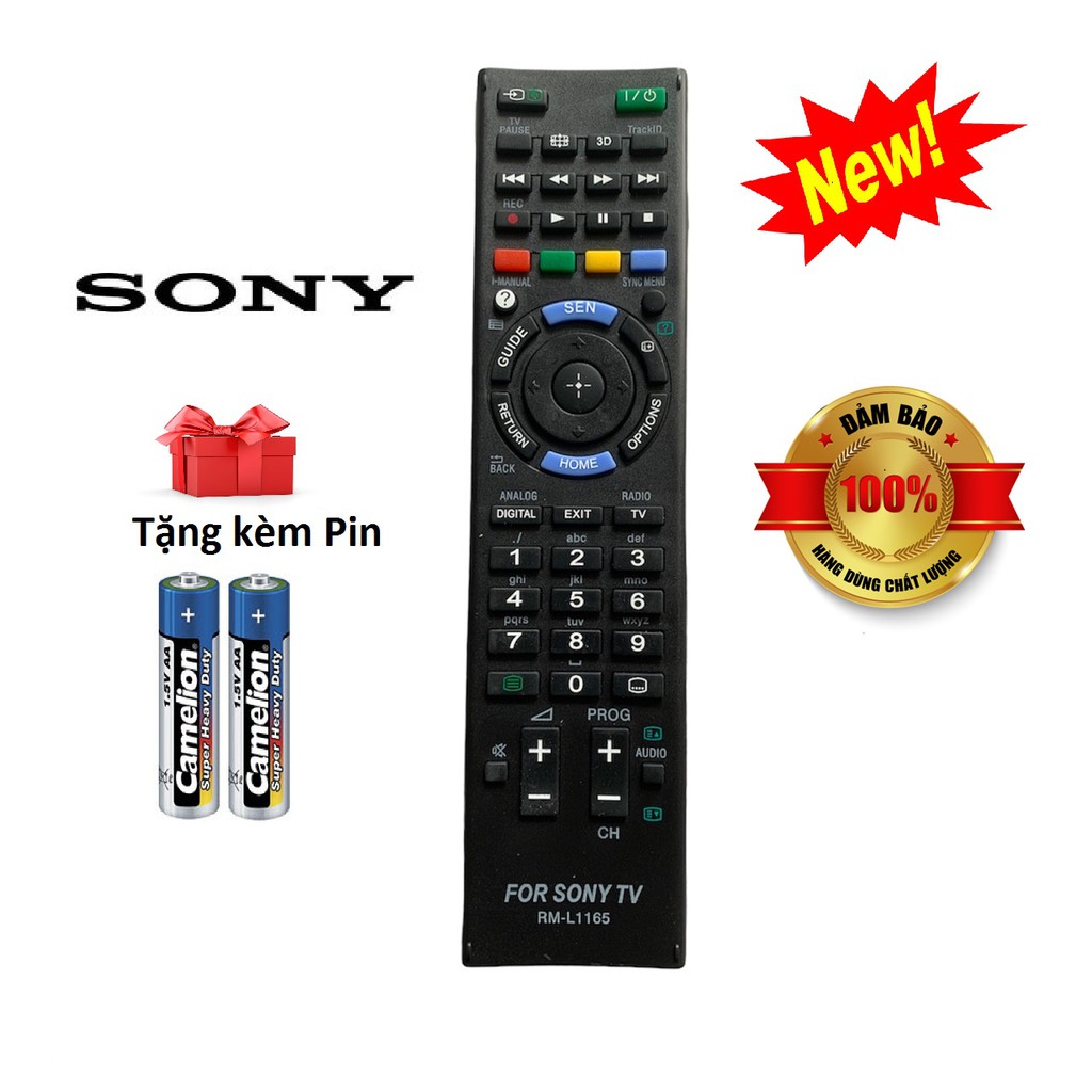 Remote Điều khiển tivi Sony RM-L1165 Hàng tốt, mót, bấm từ xa tivi sony LCD/LED/Smart [ tăng kèm pin]