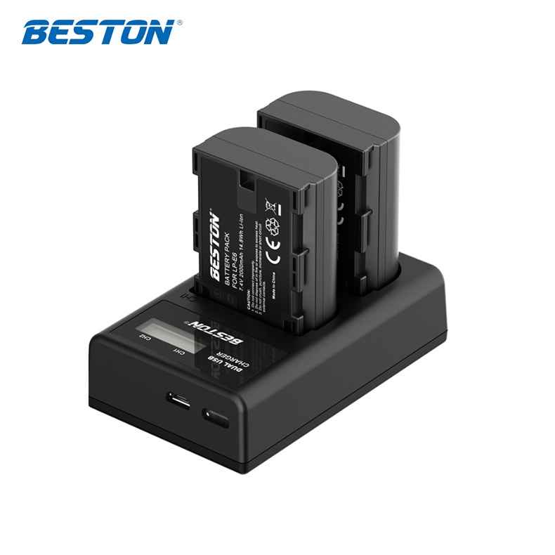 Bộ 2 pin và sạc đôi cho Canon LP-E6/E6N/E6NH Beston dùng cho máy ảnh CANON R5C RA R5 R65D II 5D III 60D 70D 7D 80D 5D4